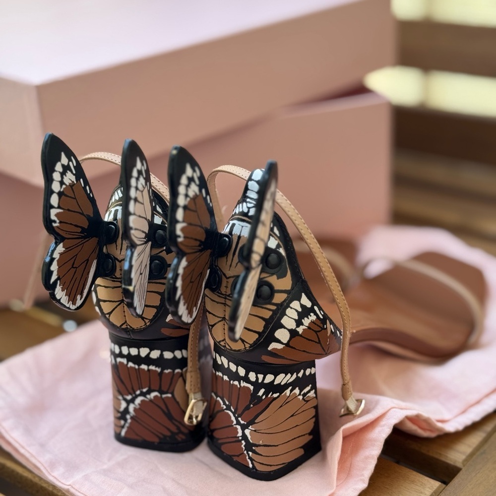 Sophia Webster Black and Brown Butterfly Sandals